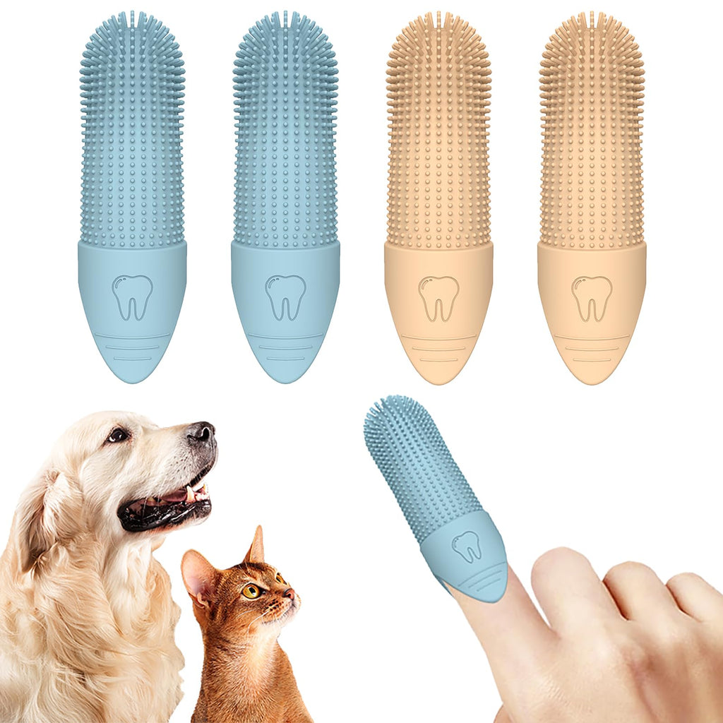 "Pawfect Smile™ Finger Toothbrush Kit (4-Pack) — Pain-Free Dog & Cat Dental Care"